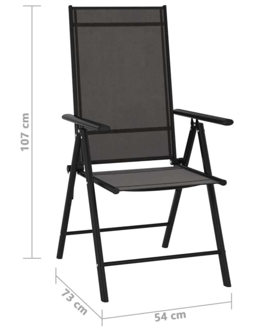 imagem de vidaXL Cadeiras de jardim dobráveis 6 pcs textilene preto9