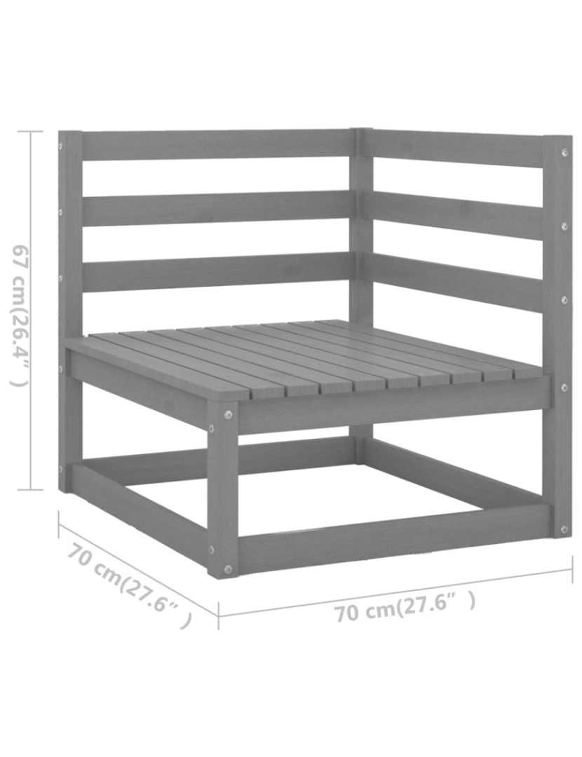 imagem de vidaXL 2 pcs conj. lounge de jardim c/ almofadões pinho maciço cinza7