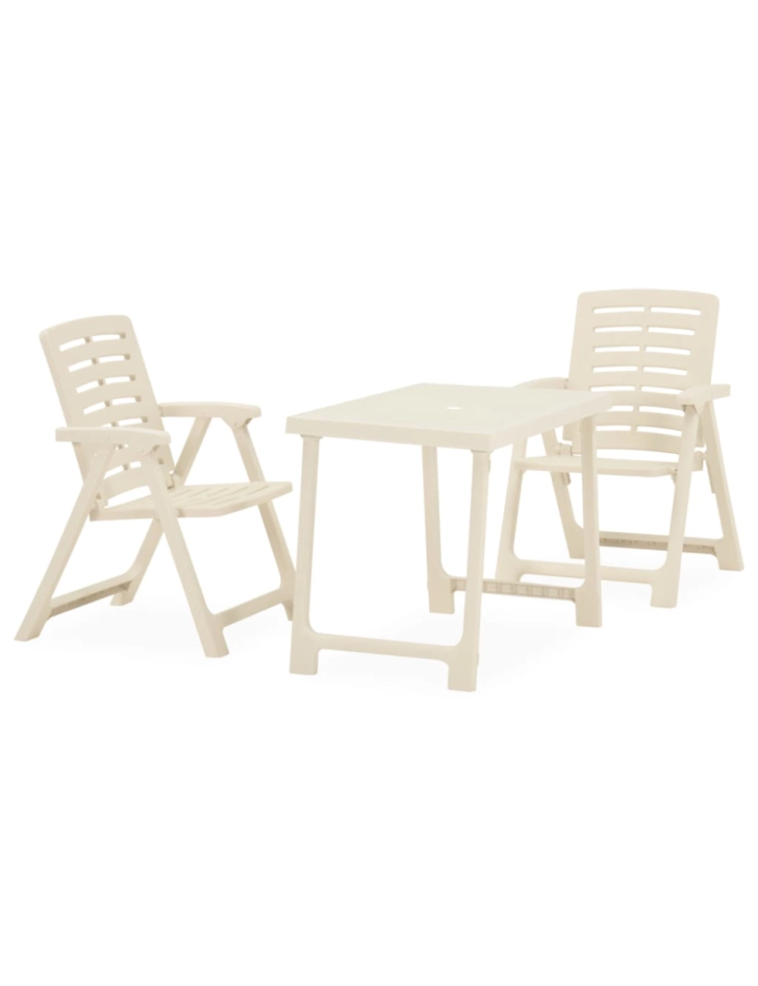 imagem de vidaXL 3 pcs conjunto de bistrô dobrável plástico branco1