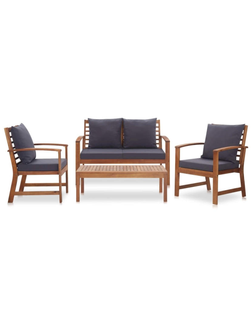 imagem de vidaXL 4 pcs conjunto lounge de jardim c/ almofadões acácia maciça3