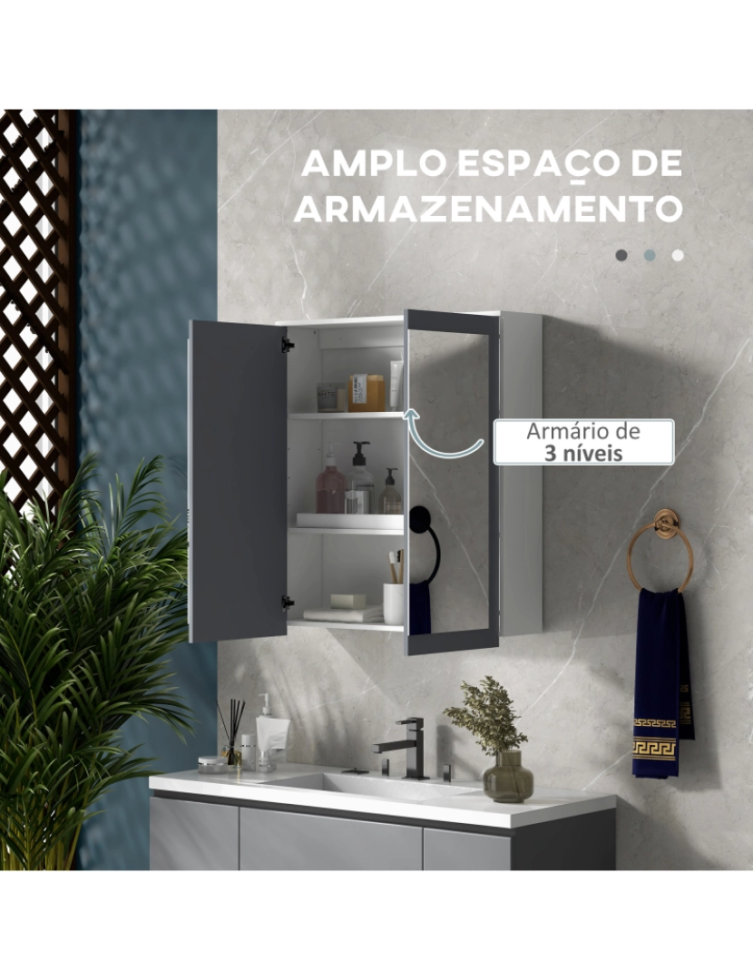 imagem de Armário de Casa de Banho 69x17x75,5cm cor branco e cinza 834-566V80WT4