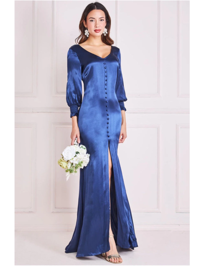 Goddiva - Satin Viscose Frente Split Maxi