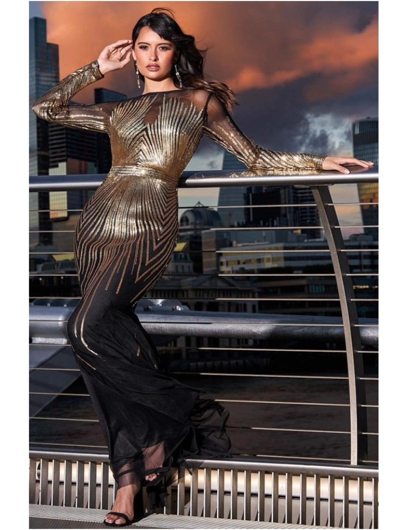 Goddiva - Atirando Star Sequin Maxi vestido