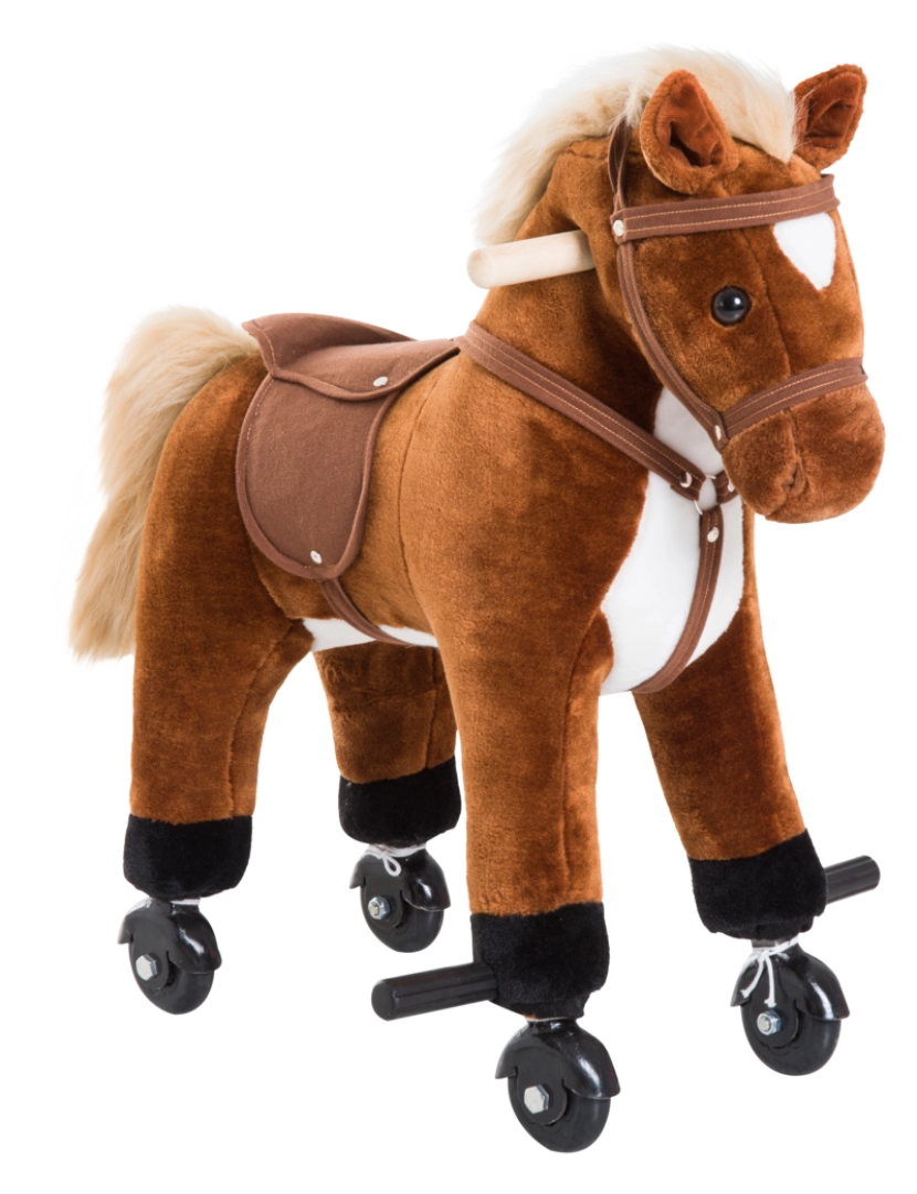 Homcom - Cavalo para Crianças com Rodas 55x23x60cm cor marrom 330-047BN