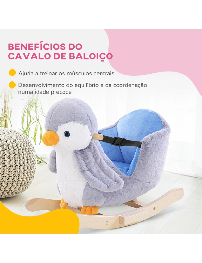 imagem de Cavalo Baloiço de Pinguim 60x33x50cm cor cinzento 330-0965