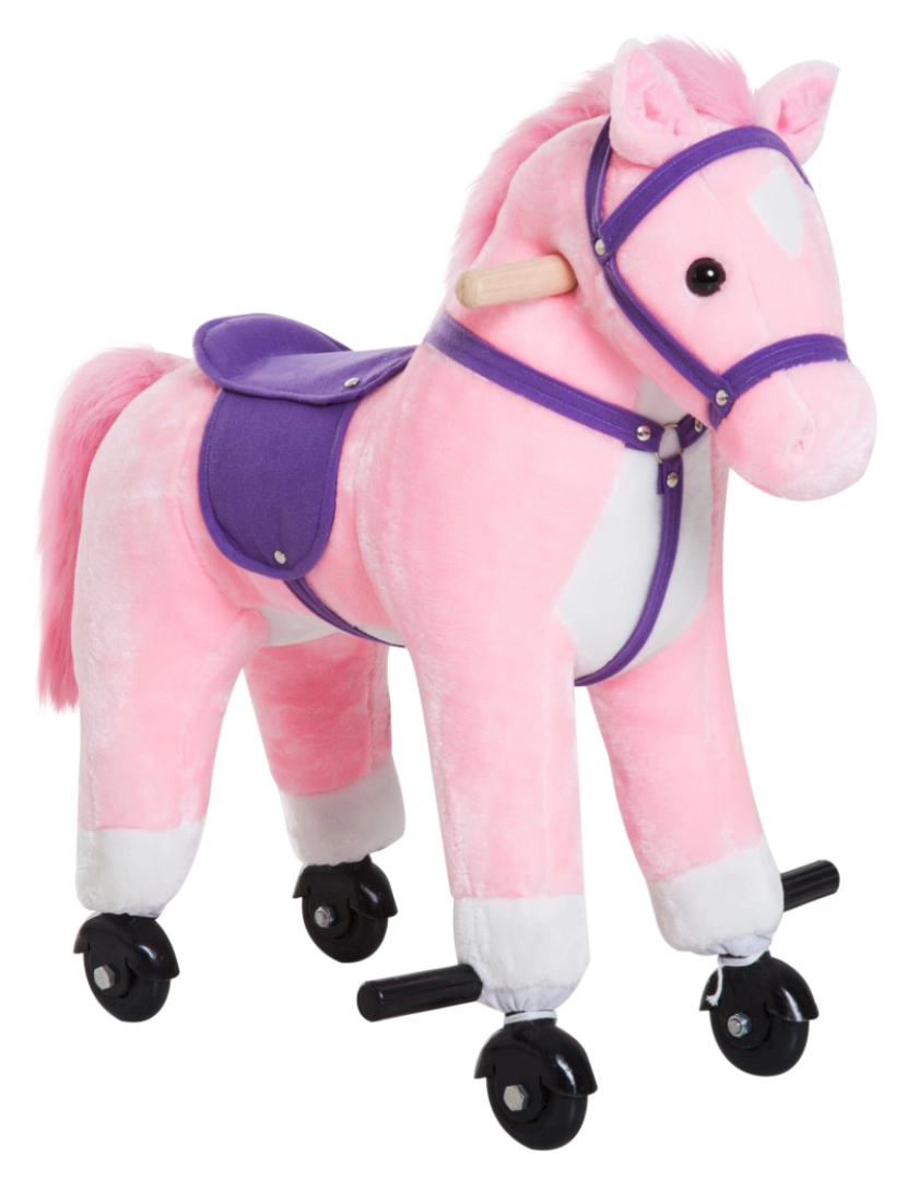 Homcom - Cavalo para Crianças com Rodas 55x23x60cm cor rosa 330-047PK