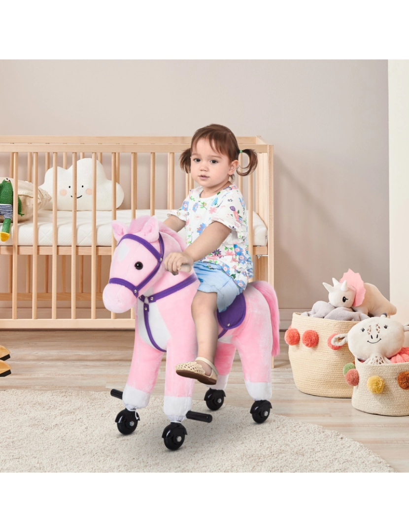 imagem de Cavalo para Crianças com Rodas 55x23x60cm cor rosa 330-047PK2