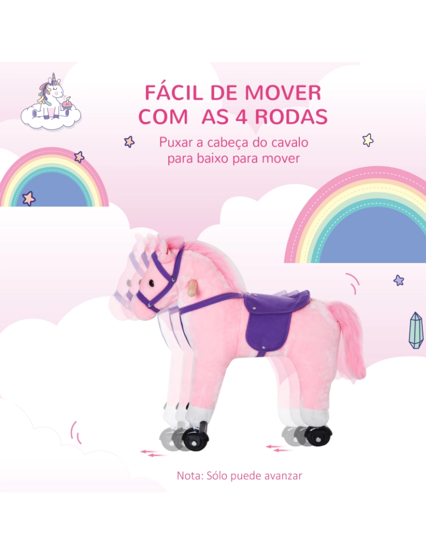 imagem de Cavalo para Crianças com Rodas 55x23x60cm cor rosa 330-047PK7