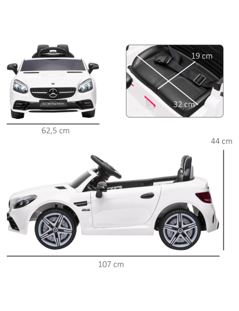 imagem de Carro Elétrico 107x62,5x44cm cor branco 370-222V90WT3