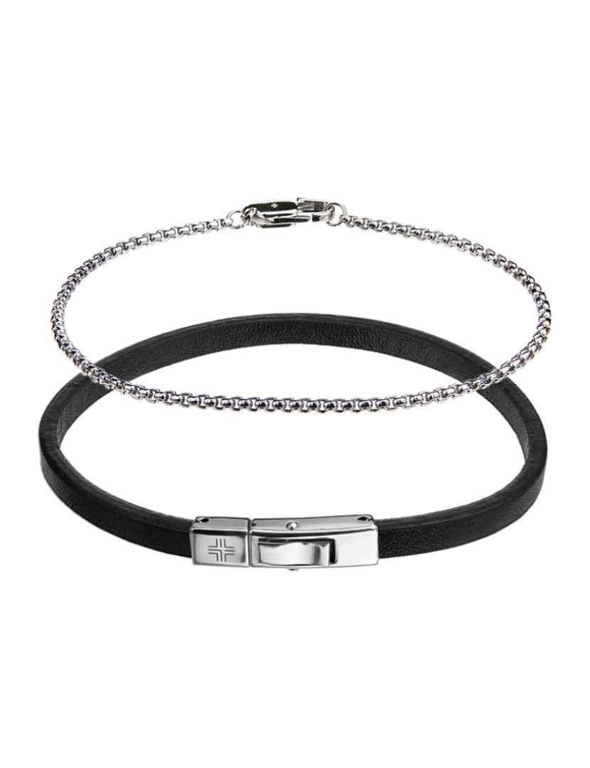 Philip Blanc - Pulseira Philip Blanc Homem Preto e Prateado