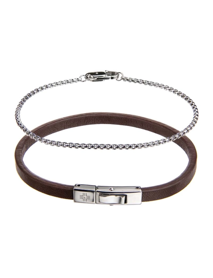 Philip Blanc - Pulseira Philip Blanc Homem Castanho Escuro e Prateado