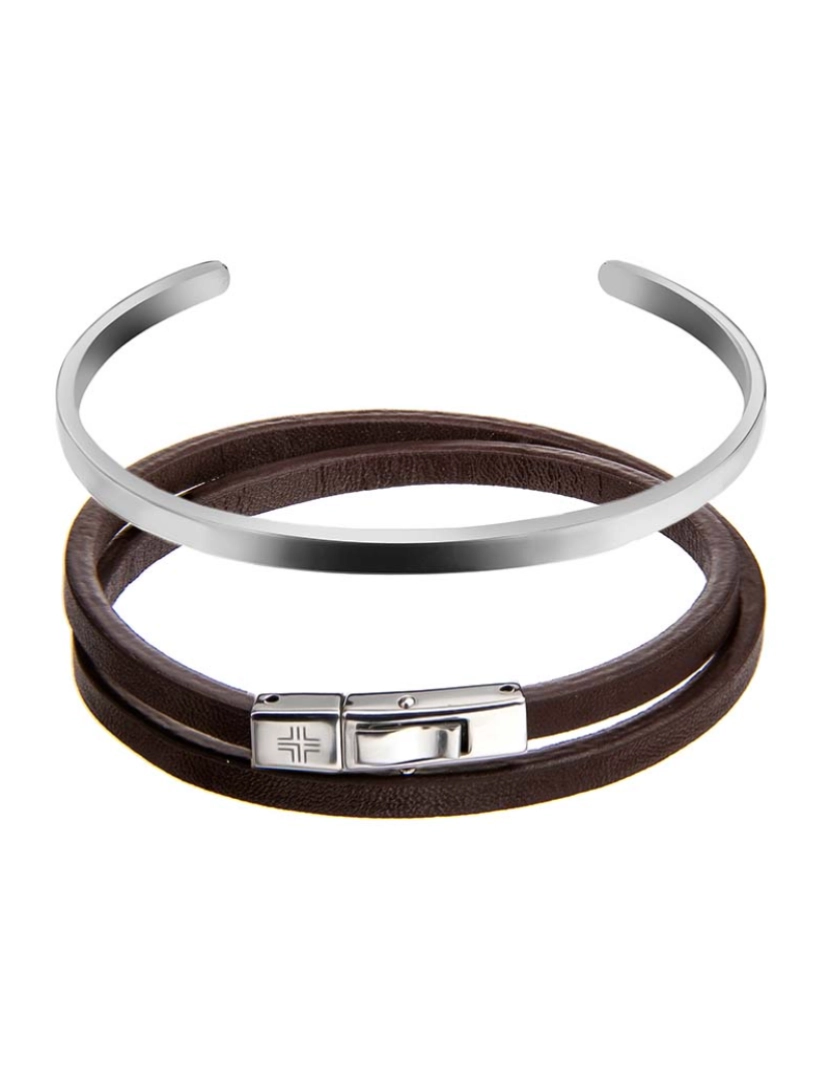 Philip Blanc - Pulseira Philip Blanc Homem Castanho Escuro e Prateado