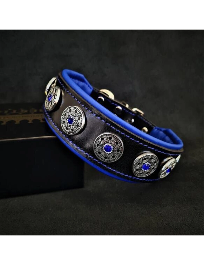 Bestia Custom Dog Gear - Bijou Collar Preto e Azul