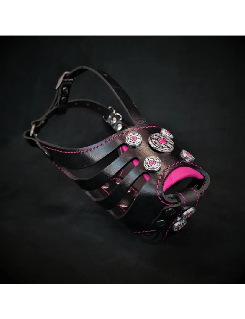 imagem de O Bijou Basket Muzzle Preto & Rosa2