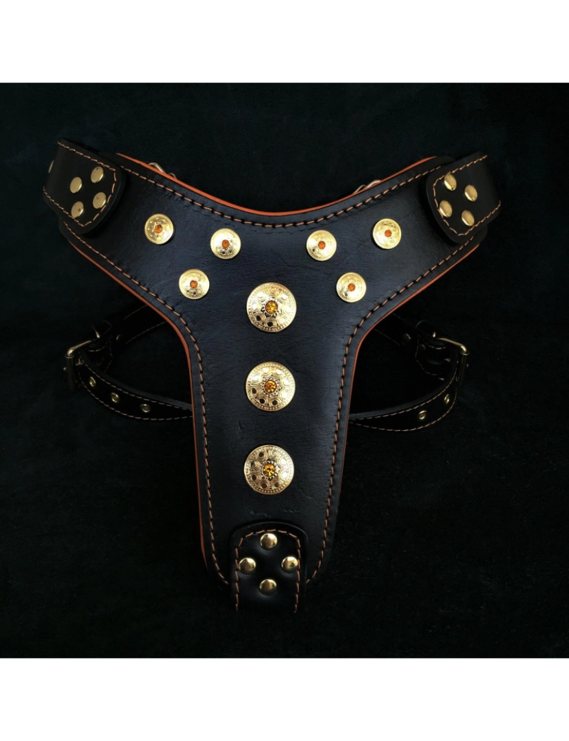 Bestia Custom Dog Gear - O Bijou Harness Preto & Laranja