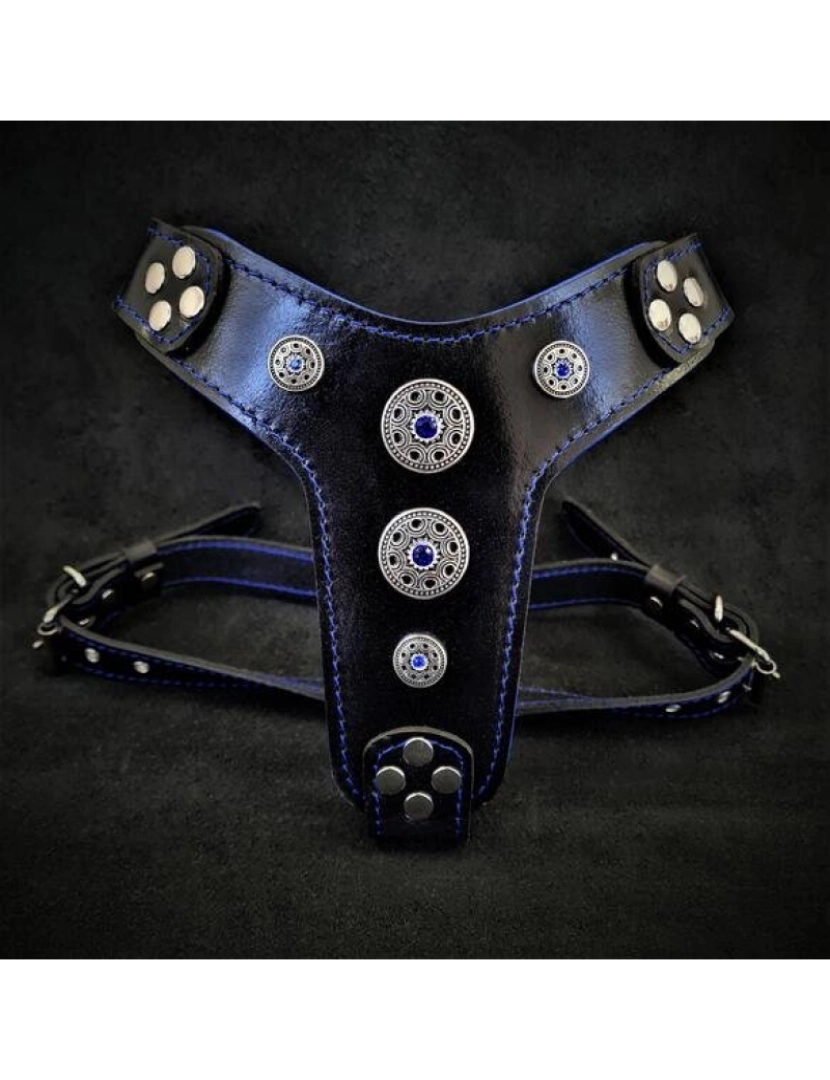 Bestia Custom Dog Gear - O Bijou Harness Preto & Azul