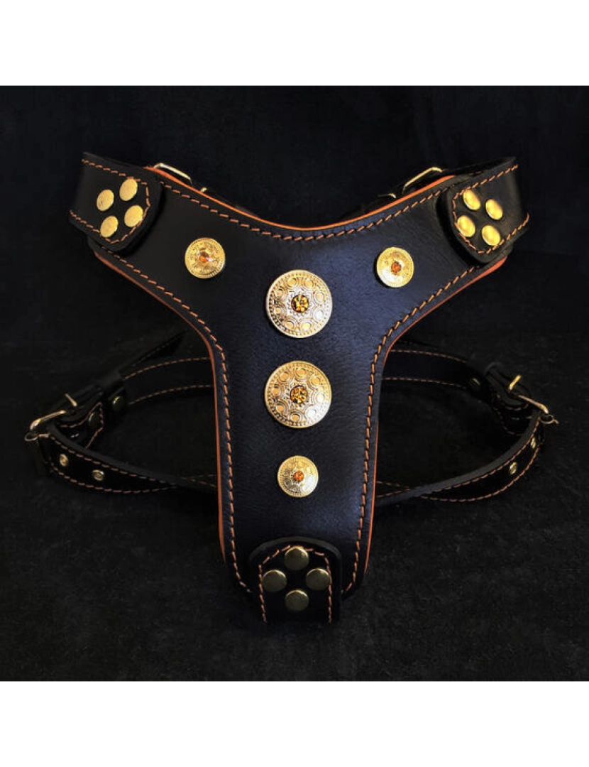 Bestia Custom Dog Gear - O Bijou Harness Preto & Laranja