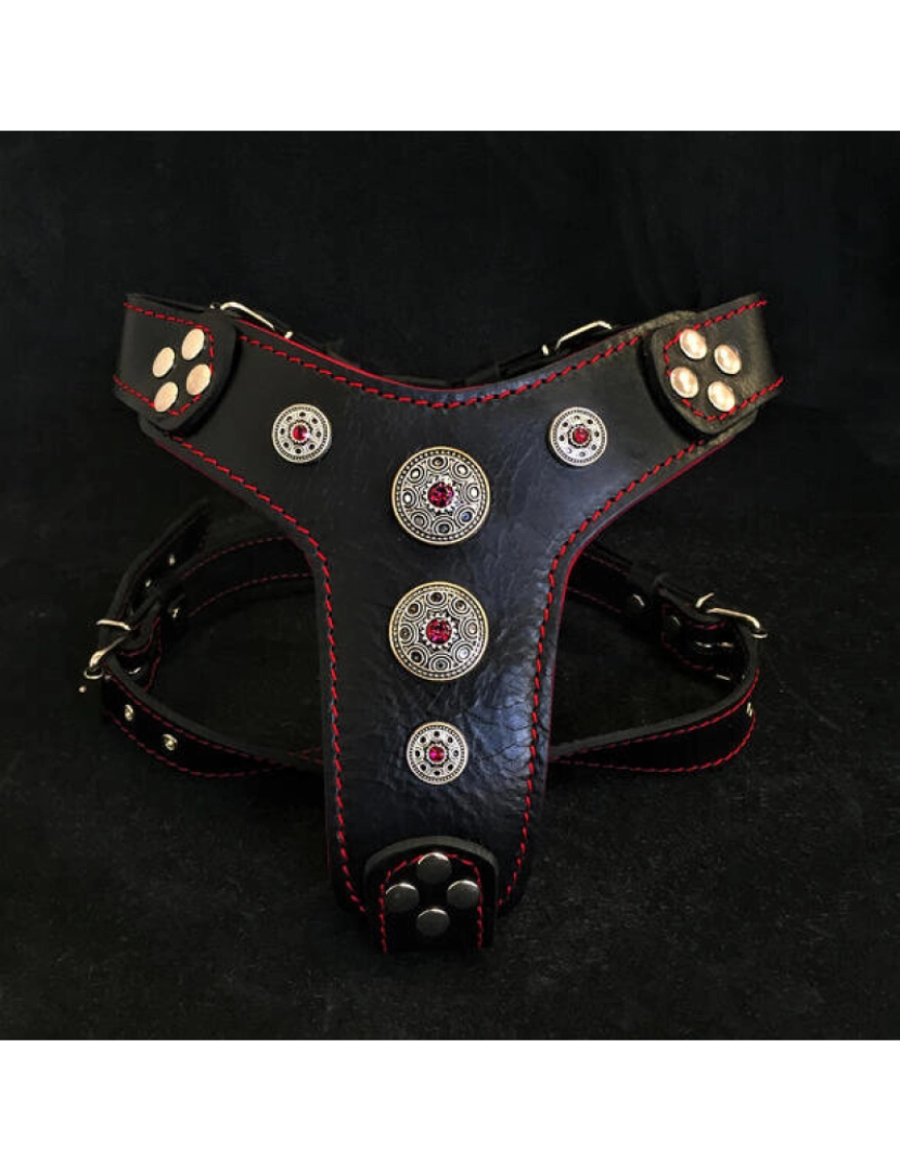 Bestia Custom Dog Gear - O Bijou Harness Preto & Vermelho