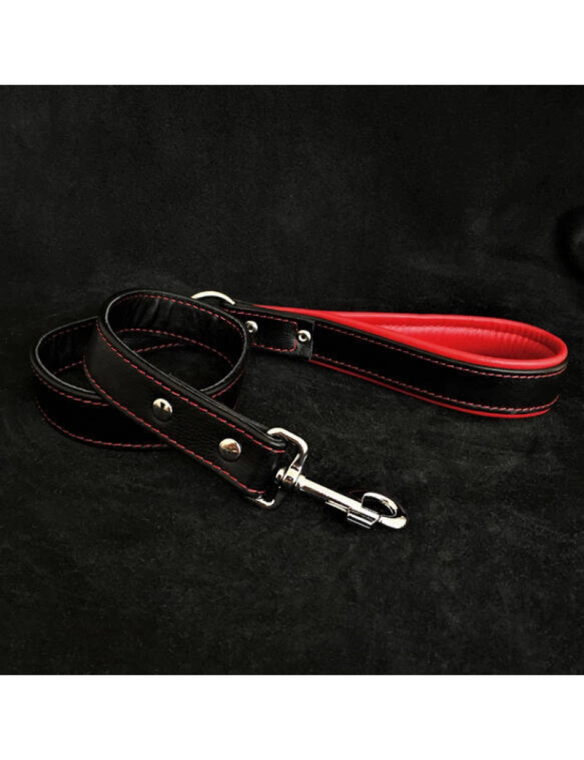 imagem de Preto e vermelho macio couro cão Leash1