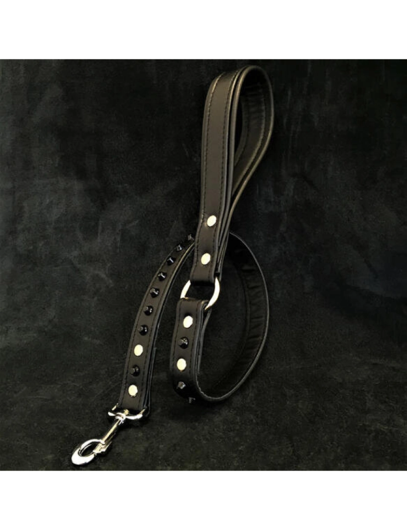 Bestia Custom Dog Gear - Leash de couro macio Studded preto
