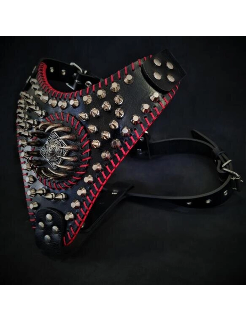 Bestia Custom Dog Gear - O Handstitched David Harness Preto & Vermelho