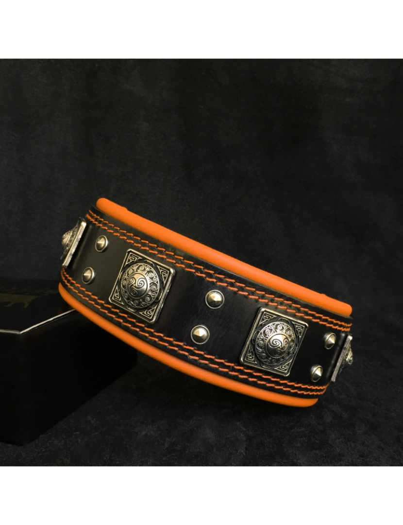 Bestia Custom Dog Gear - O colar Eros Preto / laranja