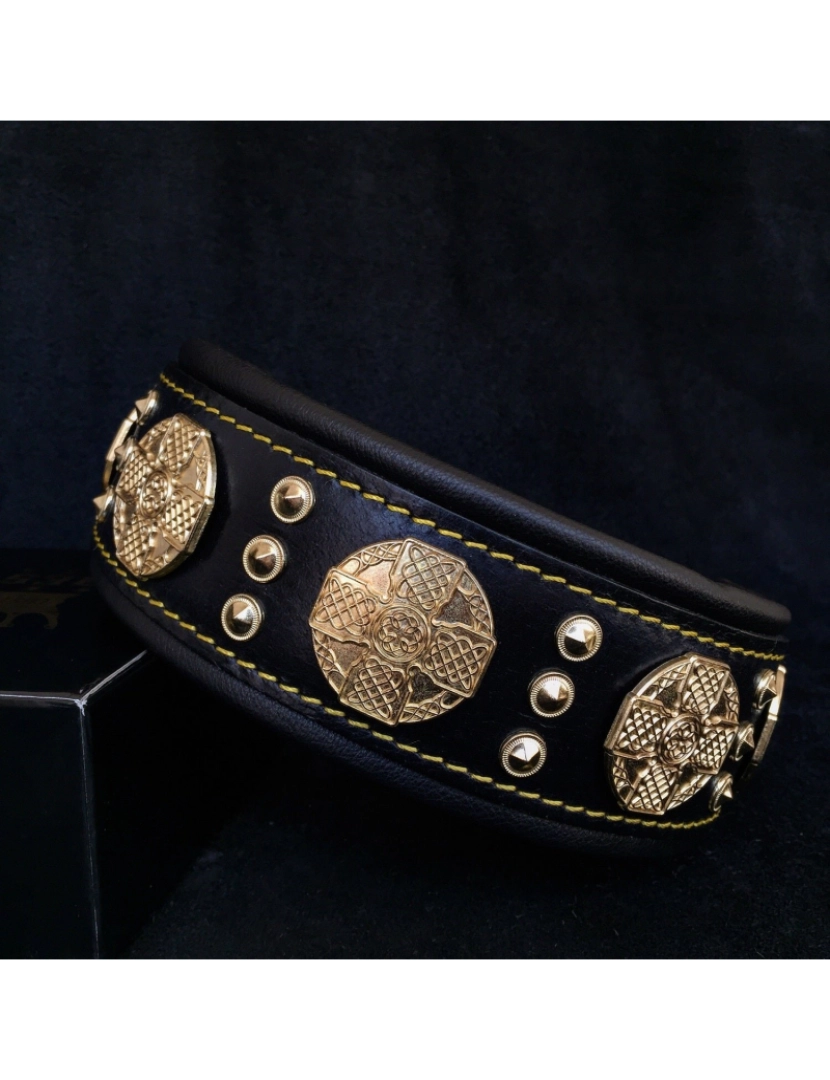 Bestia Custom Dog Gear - The Maximus Black/Gold Collar