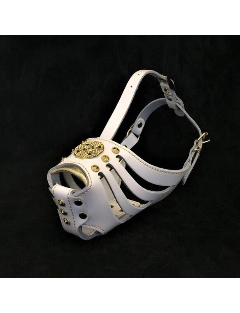 Bestia Custom Dog Gear - O Maximus Basket Muzzle Branco/Gold