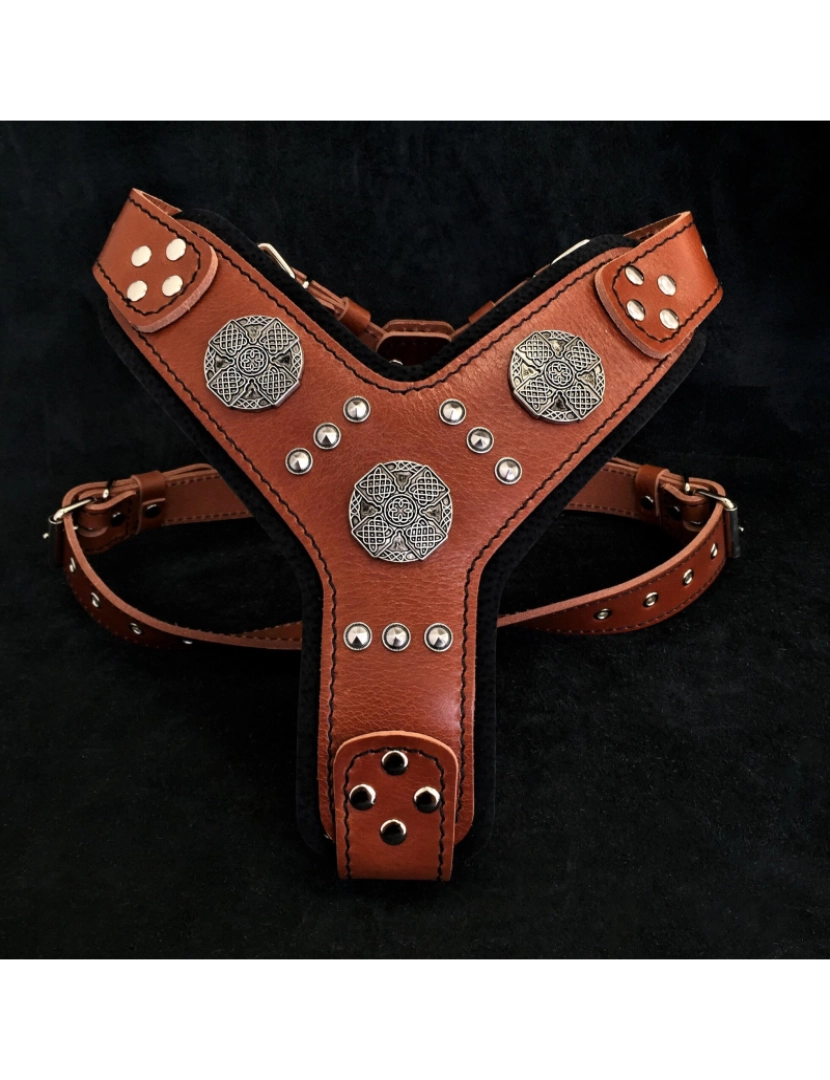 Bestia Custom Dog Gear - The Maximus Harness Brown & Silver