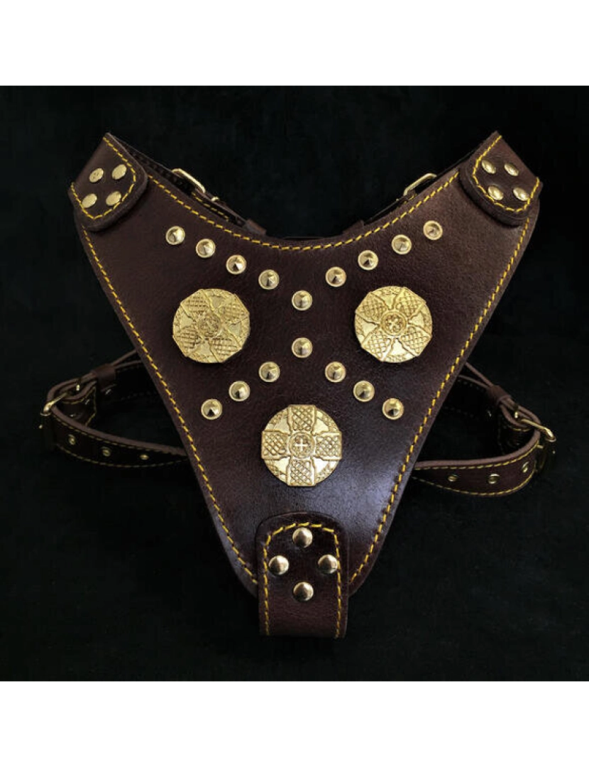 Bestia Custom Dog Gear - The Maximus Harness Brown & Gold