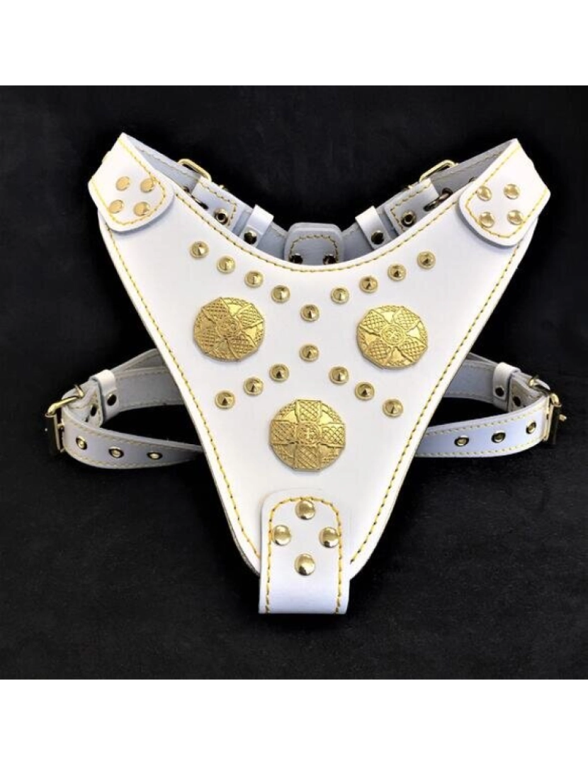 Bestia Custom Dog Gear - The Maximus Harness White & Gold