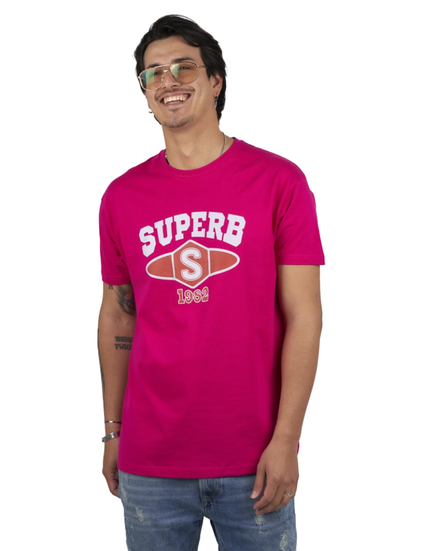 Superb - T-Shirt University Homem Fuchsia