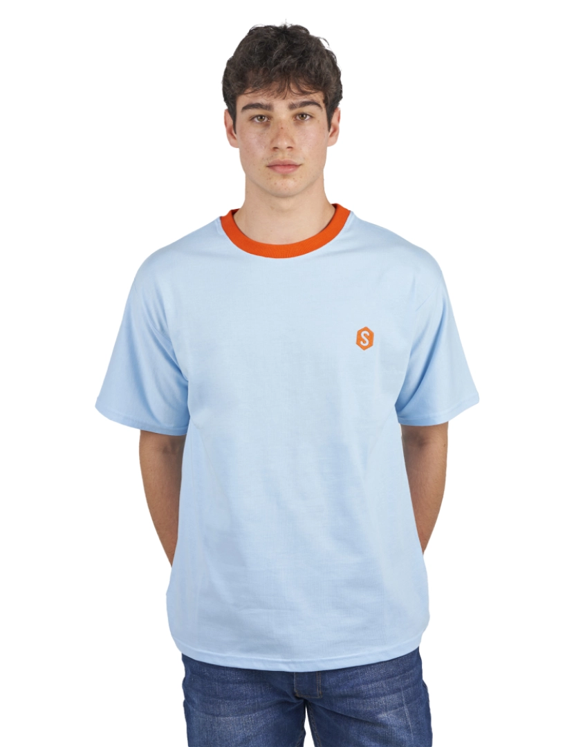 Superb - T-Shirt Oversized BeHappy Homem Azul e Coral