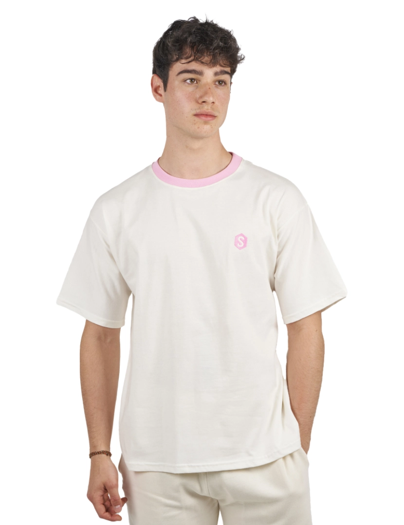 Superb - T-Shirt Oversized BeHappy Homem Beige-Rosa