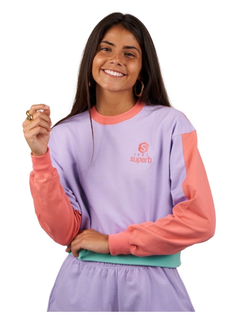 Superb - Sweatshirt Be Happy Senhora Verde menta-violeta
