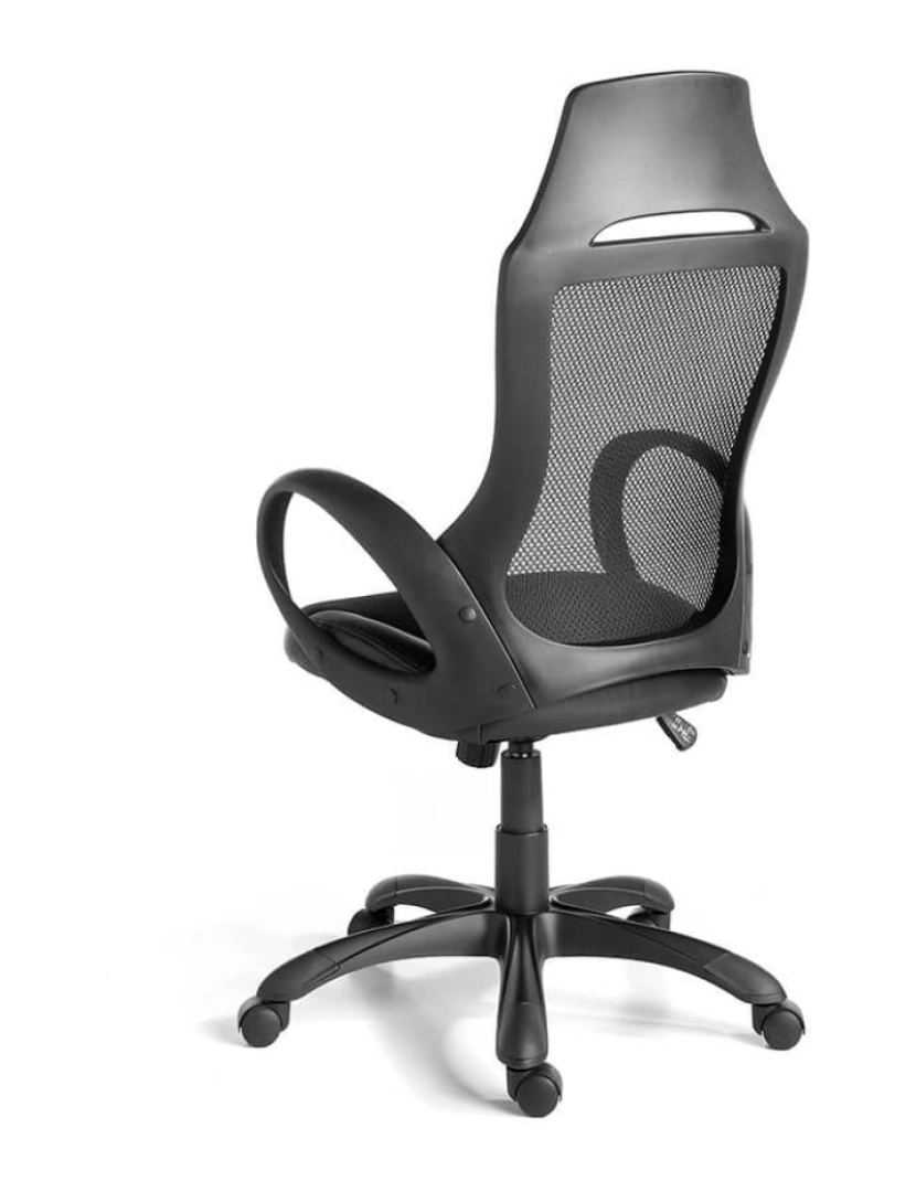 imagem de Cadeira de escritório giratória com apoios de braços estofados em tecido de malha preta. 4074 Angel Cerda8
