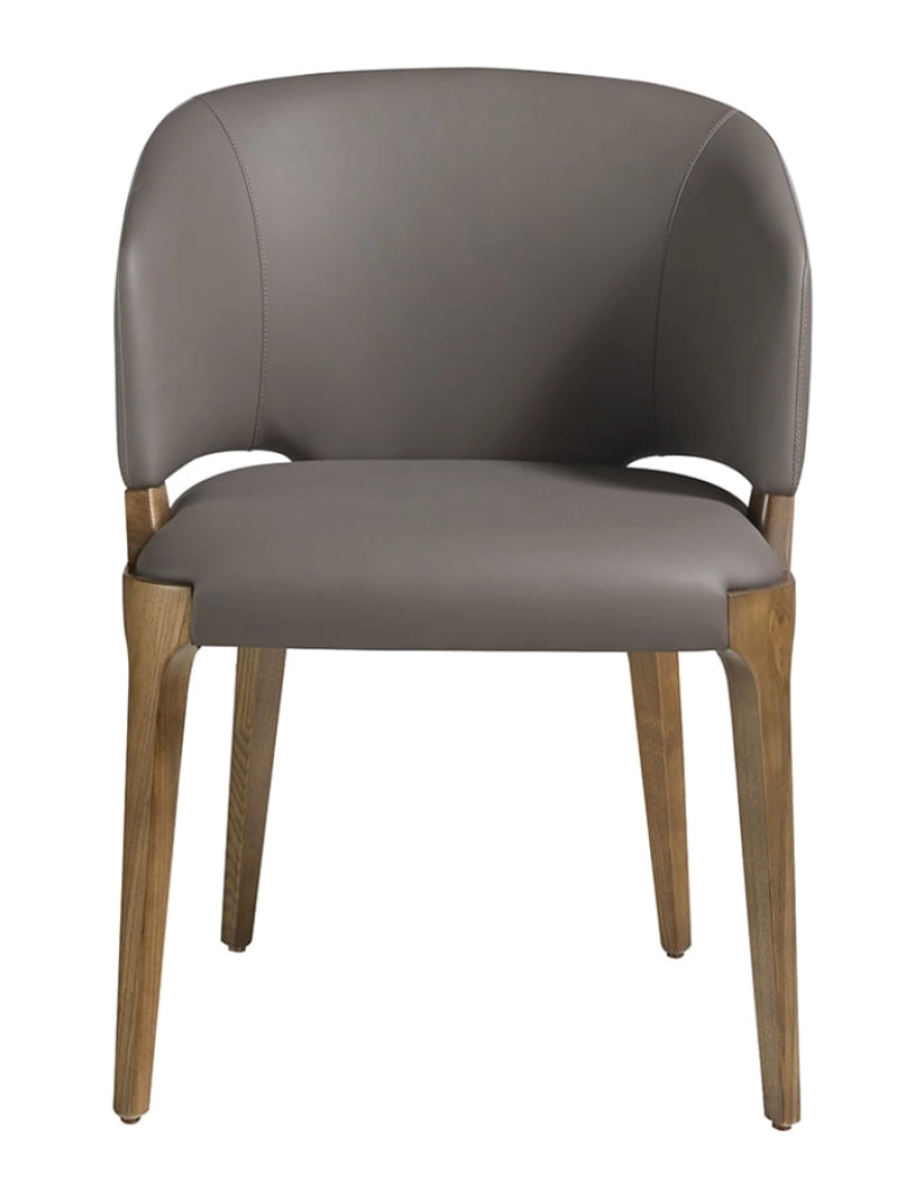imagem de Cadeira de jantar em couro ecológico e madeira de nogueira 4108 Angel Cerda2