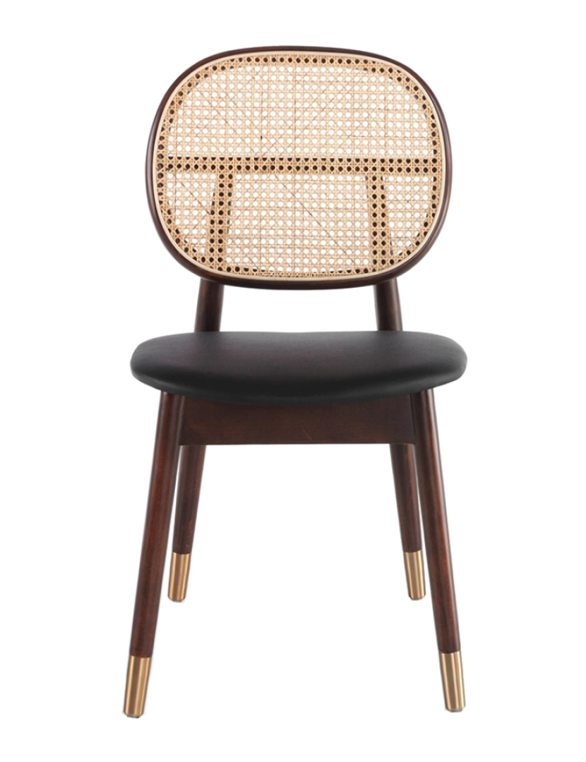 imagem de Cadeira de jantar em madeira de cinzas sólidas pintada na cor de nogueira com assento estofado 4093 Angel Cerda2