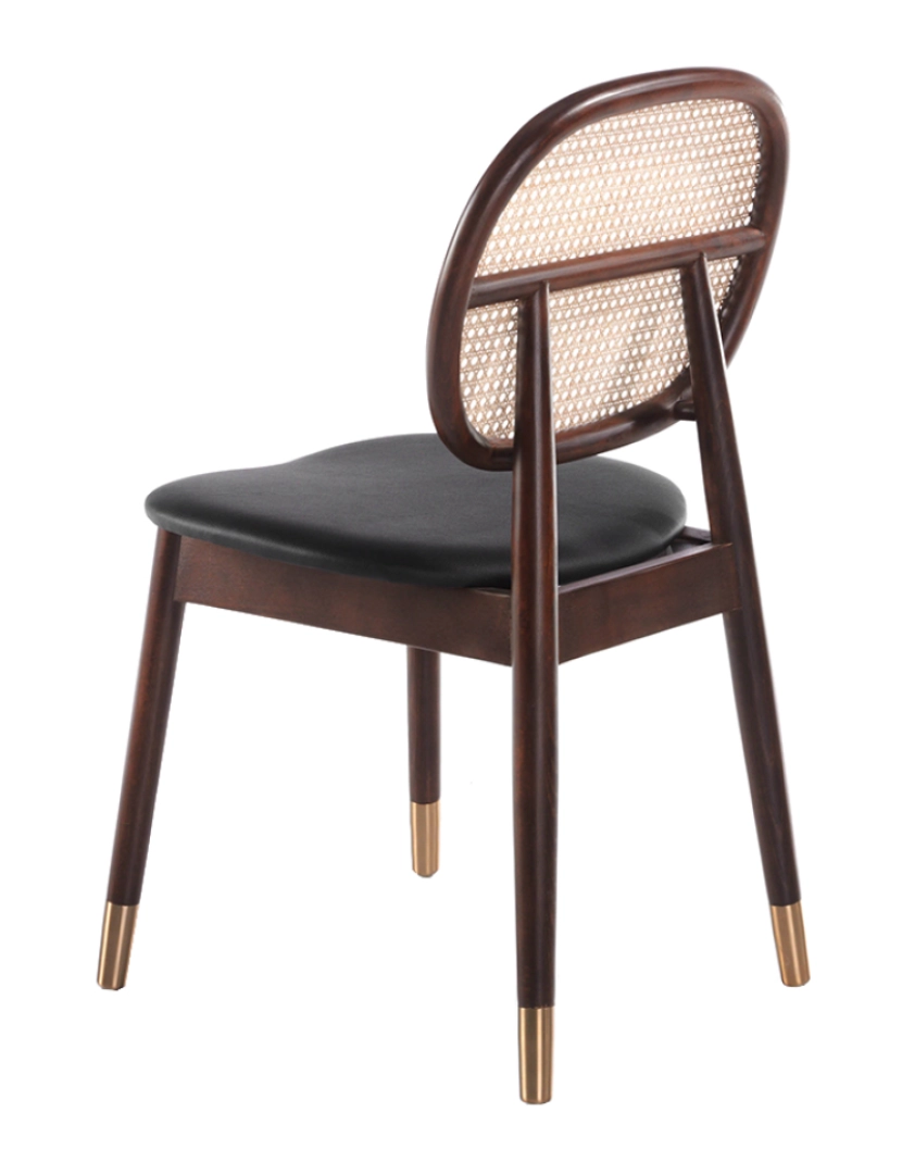 imagem de Cadeira de jantar em madeira de cinzas sólidas pintada na cor de nogueira com assento estofado 4093 Angel Cerda6
