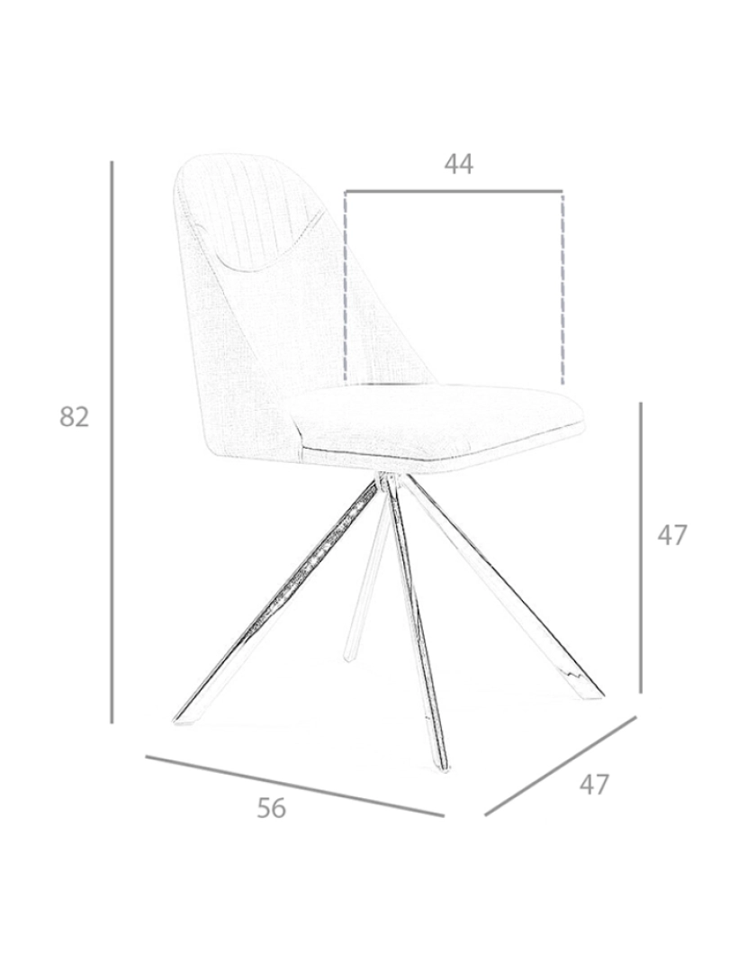 imagem de Cadeira de jantar giratória estofada em tecido com pernas de aço cromado. 4020 Angel Cerda5