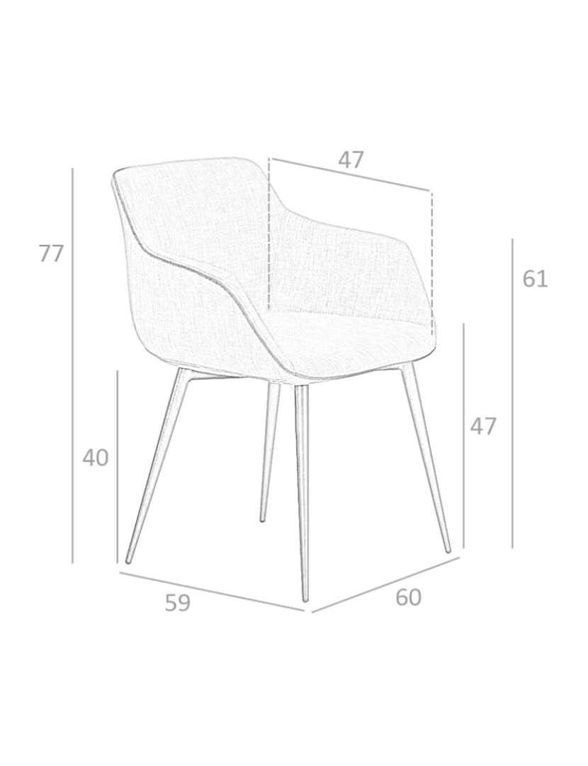 imagem de Cadeirão de jantar com apoios de braços em tecido com tubagem preta 4005 Angel Cerda5