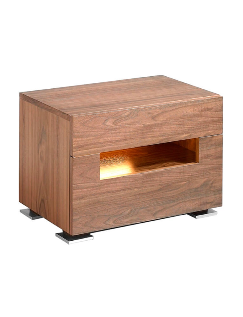 imagem de Mesa de cabeceira feita de madeira folheada a nogueira com duas gavetas escondidas 7065 Angel Cerda1