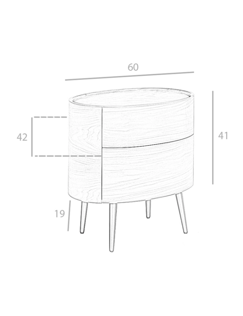 imagem de Mesa de cabeceira oval feita de madeira folheada a nogueira com 2 gavetas escondidas. 7074 Angel Cerda5