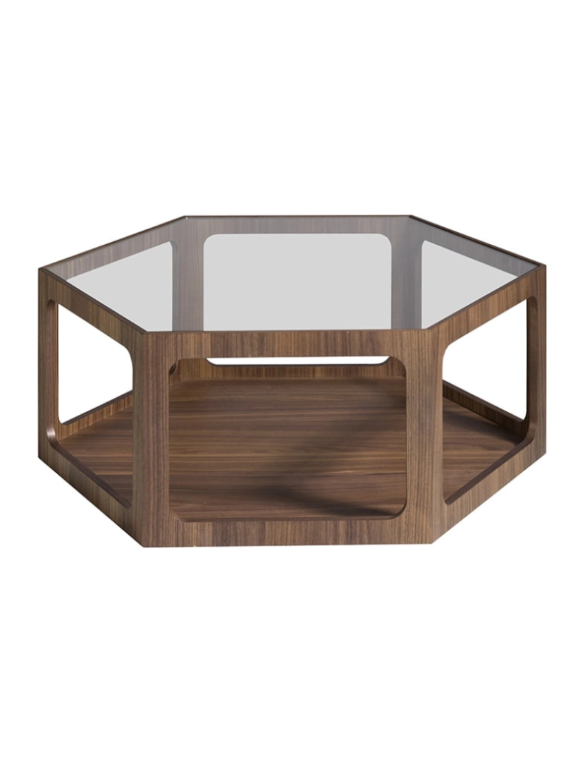Angel Cerdá - Mesa de café hexagonal em folheado de madeira 2023 Angel Cerda