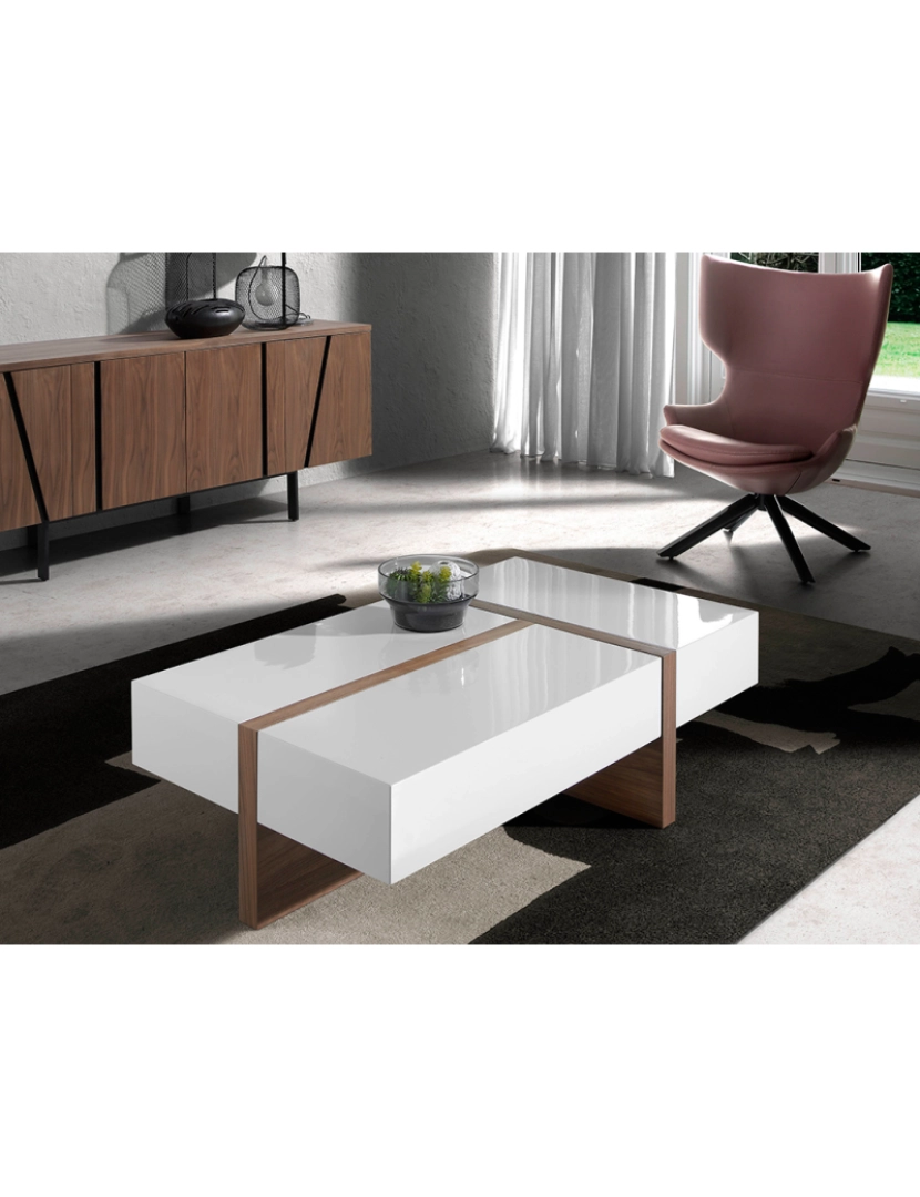 imagem de Mesa de café rectangular com design moderno feita de estrutura em MDF folheado a noz 2060 Angel Cerda3