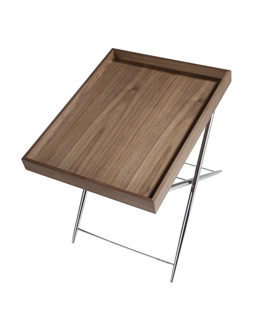 imagem de Mesa de canto com tabuleiro de madeira folheada a nogueira sobre estrutura de suporte 2034 Angel Cerda7