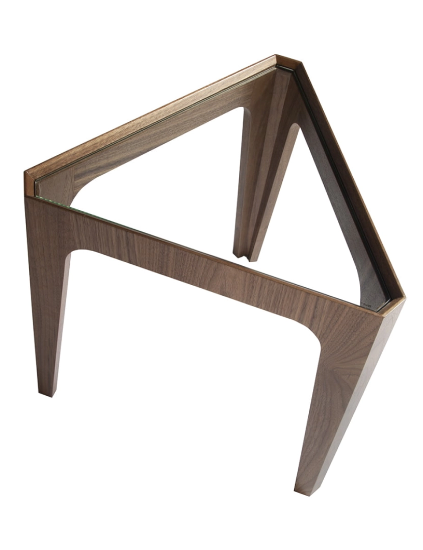 imagem de Mesa de canto triangular em vidro e madeira de nogueira 2107 Angel Cerda6