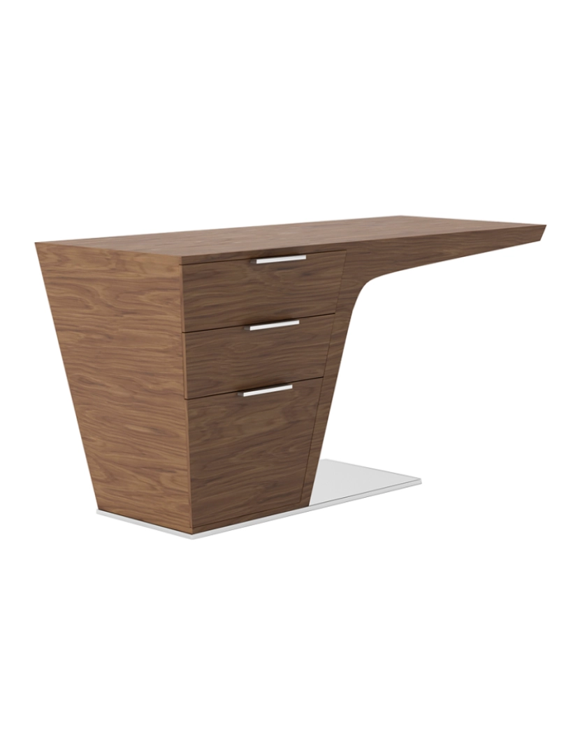 Angel Cerdá - Mesa de escritório em madeira folheada a nogueira com duas gavetas simples 3012 Angel Cerda