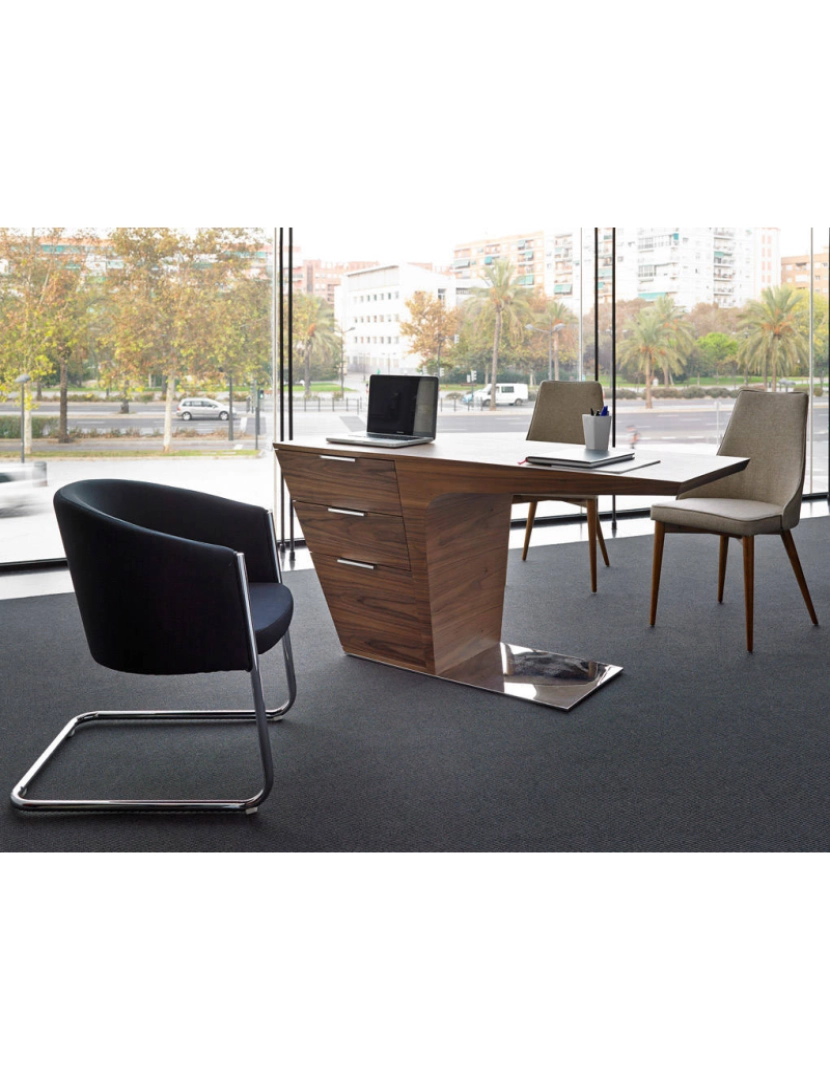 imagem de Mesa de escritório em madeira folheada a nogueira com duas gavetas simples 3012 Angel Cerda7