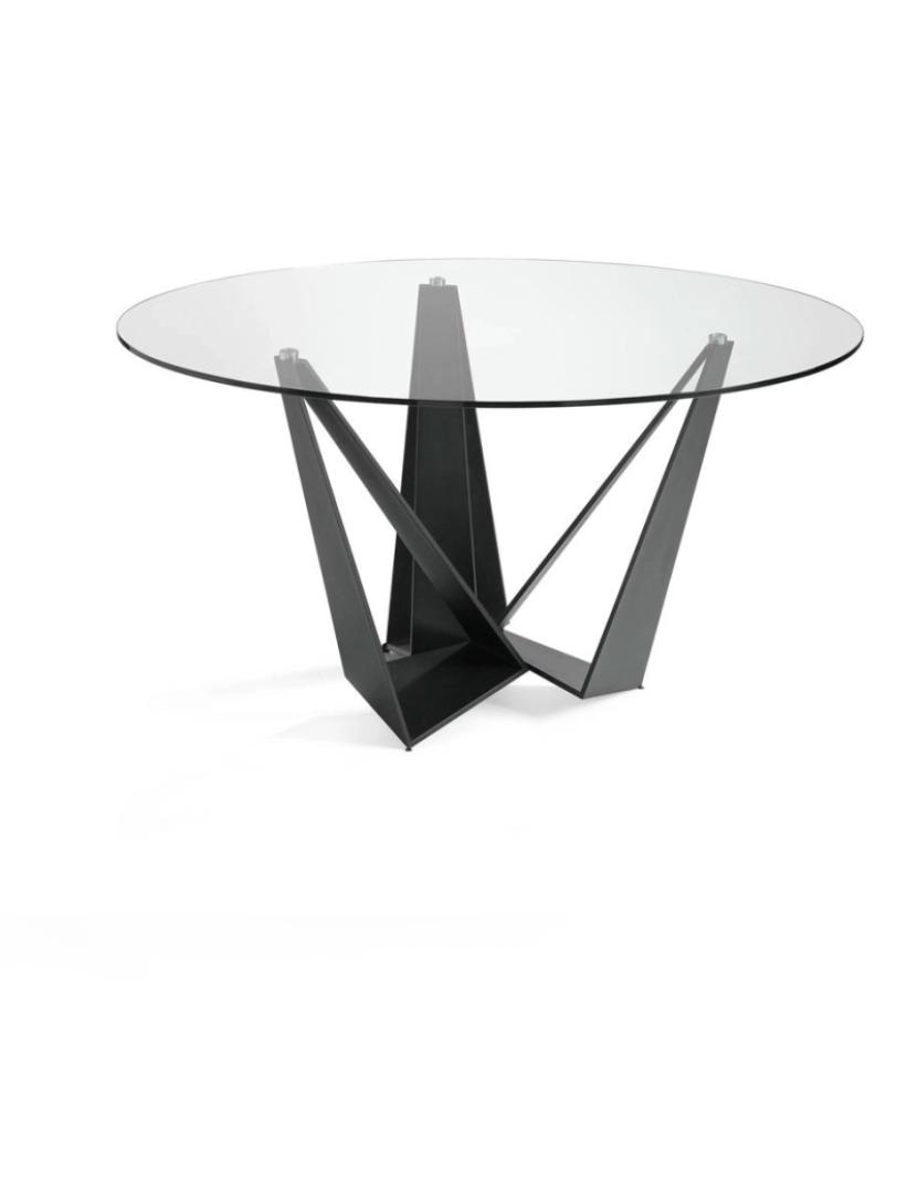 Angel Cerdá - Mesa de jantar com tampo de vidro temperado circular fixo 1045 Angel Cerda